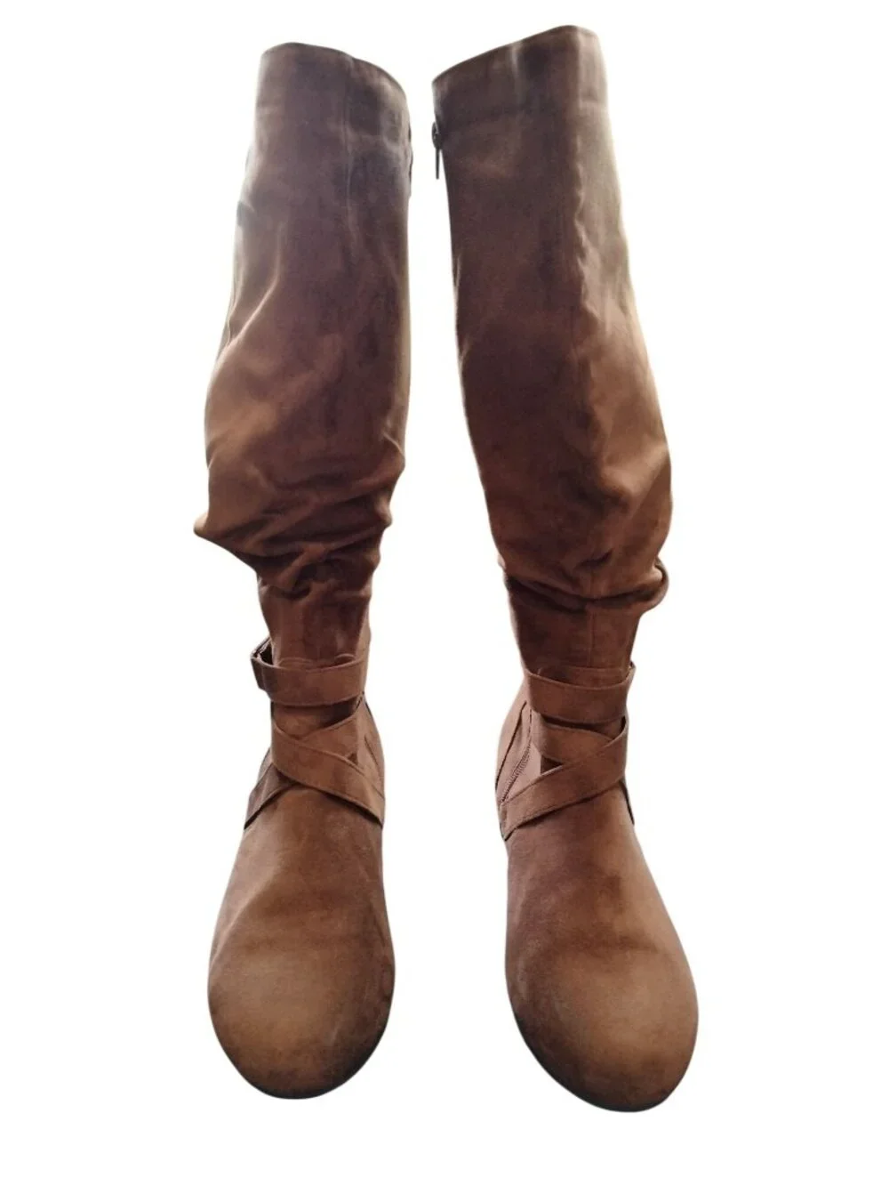 Mysoft Size 10 XW Boots Extra Wide Calf Slouchy Knee-High Dark Brown Side Zipper